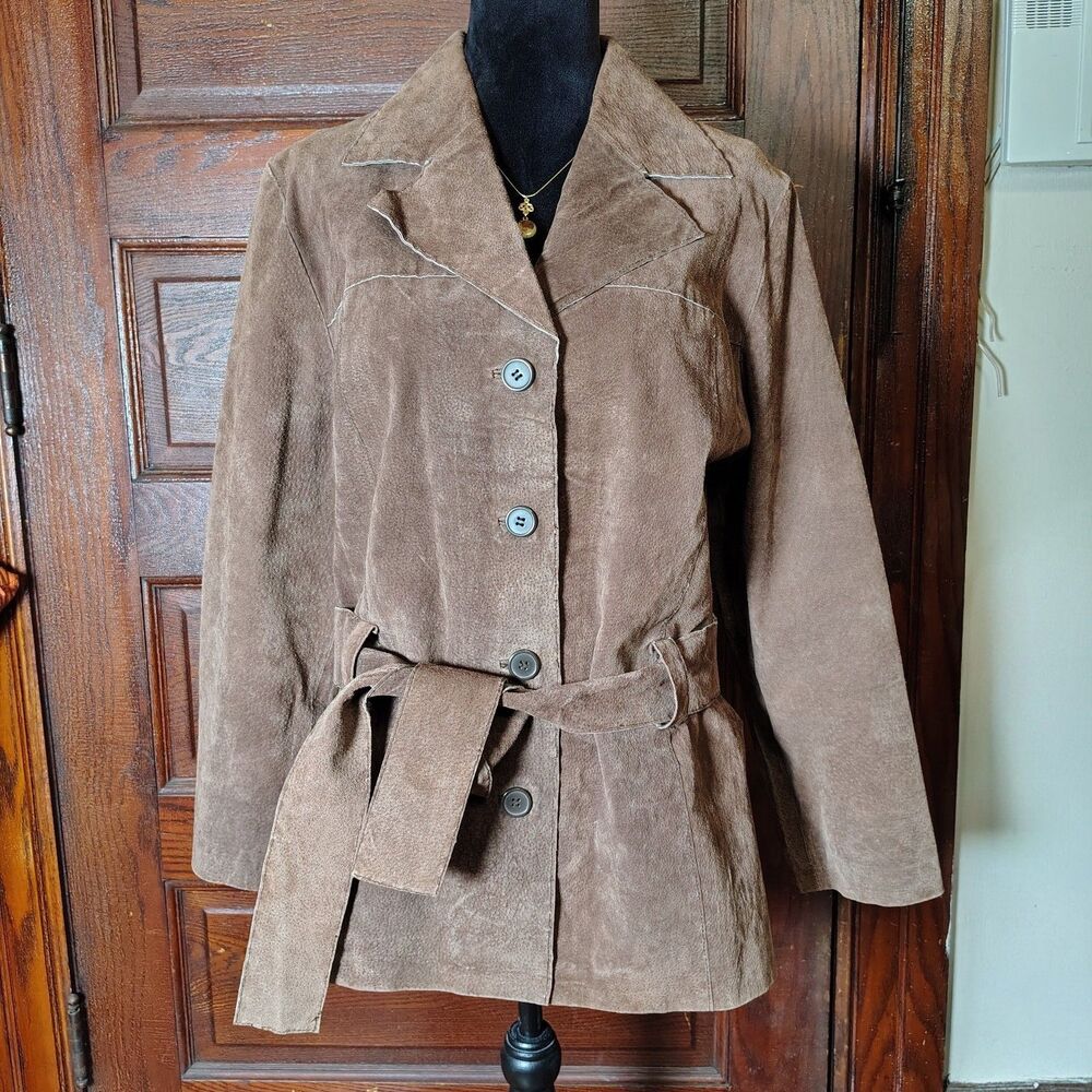 Leather Suede Brown Poetcore Dark Academia Retro Wmns Jacket Size Large